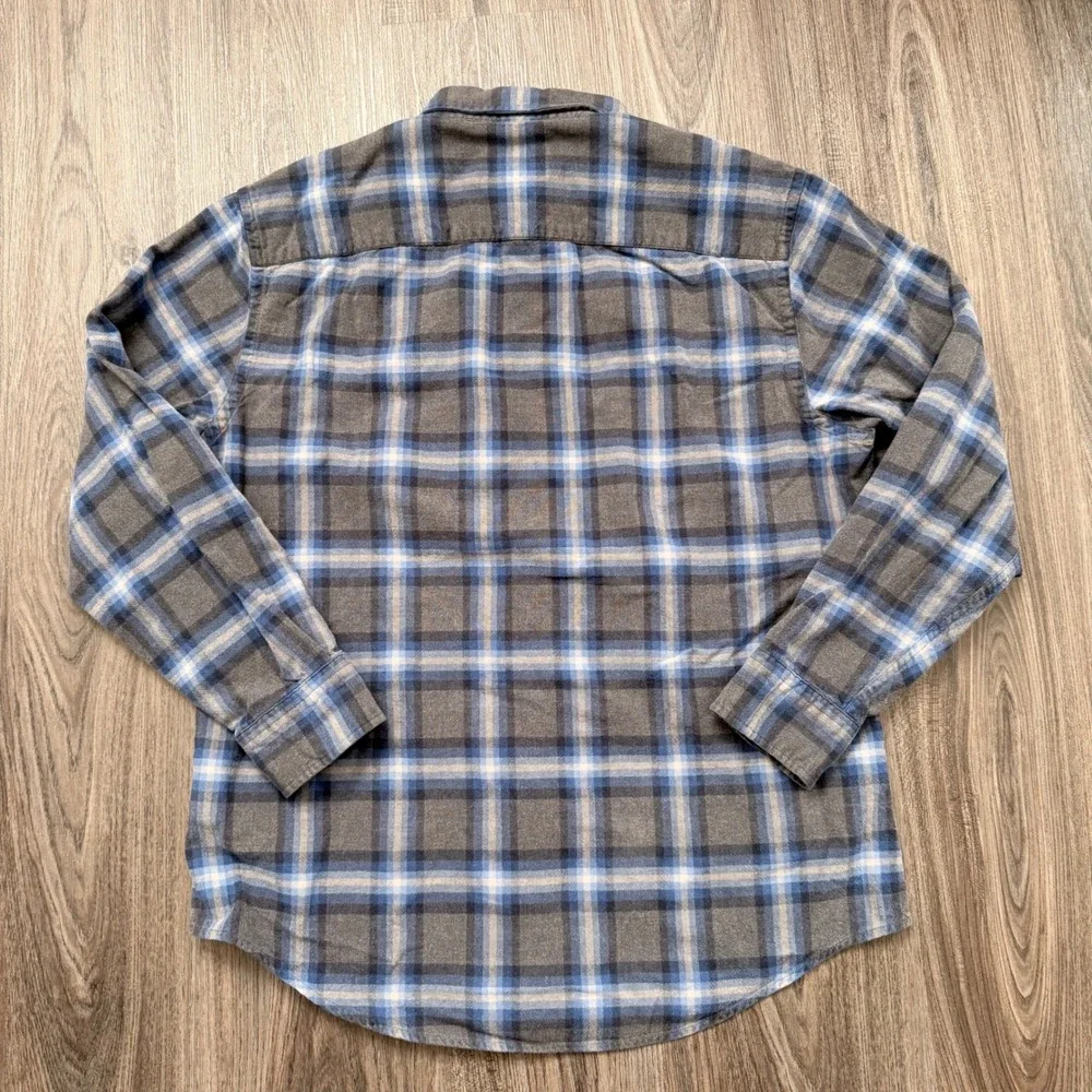 Pendleton Mason Plaid Flannel Button Down Shirt Men's Medium Gray Blue Casual - Picture 3 of 6